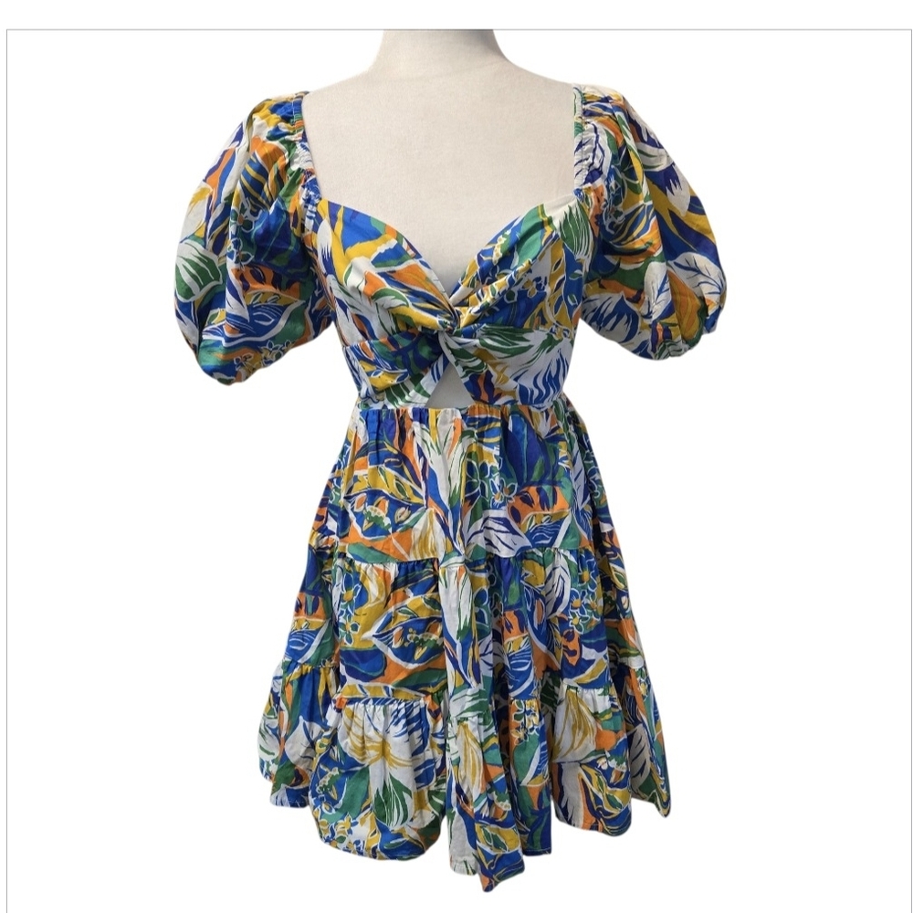 Flying Tomato Blue and Yellow Floral Mini Dress